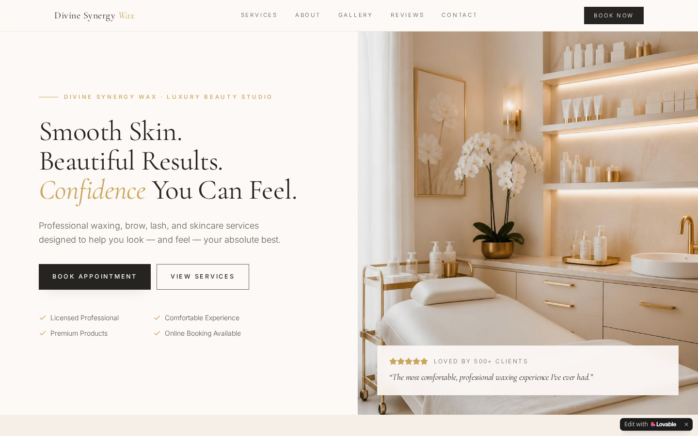 Divine Synergy Wax / Luxe Wax Studio website preview